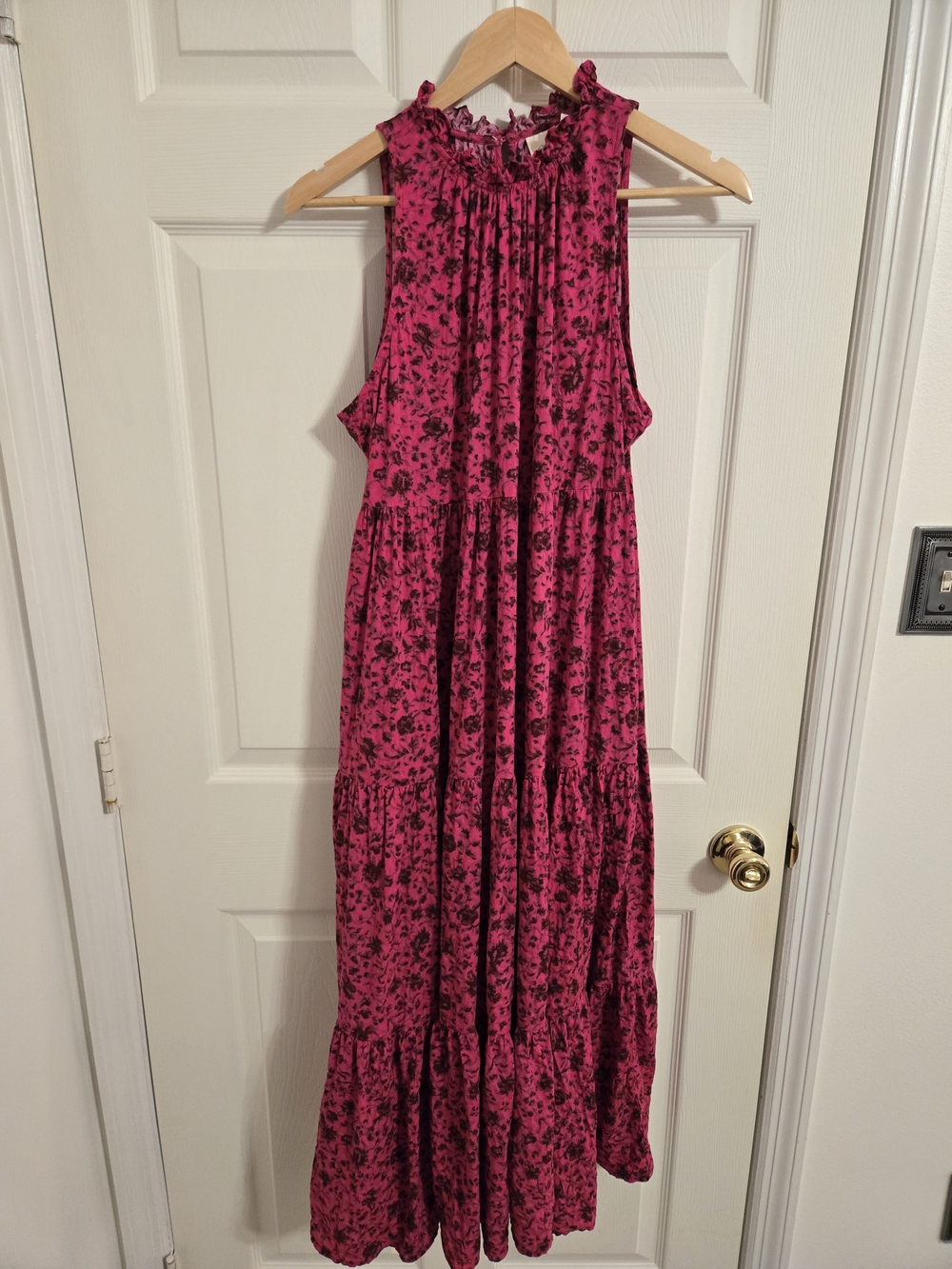 Universal Thread Pink Floral Tiered Maxi Dress Size Medium Pockets